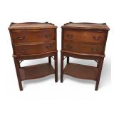 2 Mahogany Tables w/Shelf, Drawer, Gallery (KI#30)
