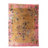 Chinese Art Deco Rug w/ Floral Design