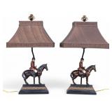 Modern Horse & Jockey Lamp Pair