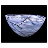 Hand Blown, Kosta Boda Bowl Grey Black White Swirl