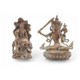 Guanyin & Manjushri Mixed Metal Statues