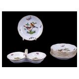 Herend Rothschild Bird Small Relish & Round Dishes