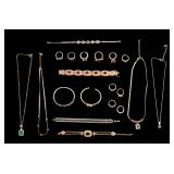 Green & Red Stone & Rhinestone Costume Jewelry