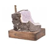 Wood Base Geode Lamp