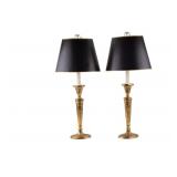 Brass Tall Candlestick Lamps (Pair)