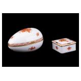Herend Nanking Chinese Bouquet Rust Boxes