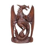 Wooden Dragon Sculpture w/ Glass Eyes