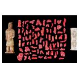 Branch Coral Beads, Jade Statue, and Bone Comb Box