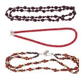 Garnet, Coral, and Carnelian Necklaces