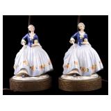 Porcelain Woman Lamp Pair Att. Royal Dux