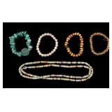 Turquoise Necklace and Amber Bracelet