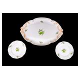 Herend Rosehip Porcelain Platter and Bread Plates