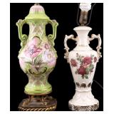 Vintage Hand-Painted Porcelain Vase Lamps (2)