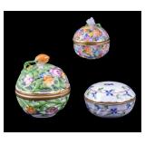 Herend 2 Reticulated Bonbonniere + Ring Box