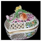 Herend Heart Floral Lattice Bonbonniere