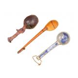 Salt Glaze & 2 Other Ceramic Spoons / Ladles