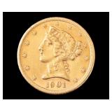 U.S. 1901-S Half Eagle 5 Dollar Gold Coin