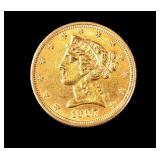 U.S. 1907-D Half Eagle 5 Dollar Gold Coin