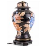 Chinese Black Porcelain Ginger Jar Lamp