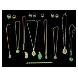 Chinese Green Hardstone Jewelry Collection