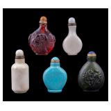 Chinese Glass & Stone Snuff Bottles (5)