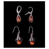 Amber and Sterling Earrings