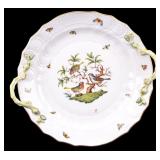 Herend Rothschild Bird Round Handled Platter