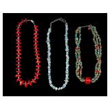 Turquoise and Coral Necklaces w/ Sterling Clasps