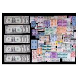 U.S. Federal Reserve Bank $1 Bills + U.S. Stamps