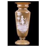 Pair of Large Mary Gregory Enameled Glass Vase
