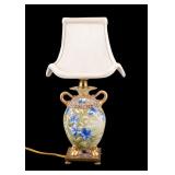 Japanese Painted Porcelain & Brass Lamp