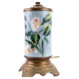 Antique Banquet Lamp in Blue and Floral