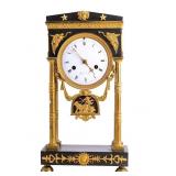 French Empire Gilded Bronze Portico Mantel Clock