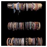 ~70 Bangle Bracelets Including Natural Stone