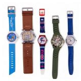 5 Wristwatches with Swatch, Ed Hardy
