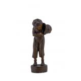 Figural Statuette Young Boy Sneaking a Cigarette
