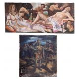 2 Large Painted Canvases, Greek and Roman Themes