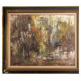 20th C Signed Expressionist Abstract Oil Painting