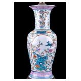 Chinese Famille Rose Rouleau Vase Table Lamp