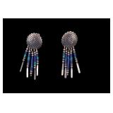 Vintage Turquoise & Lapus Lazuli Sterling Earrings