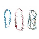 Coral & Turquoise (2) Bead Necklaces, 1 w/ M.O.P.