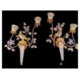 Pair, Figural 2-Port Sconces w/ Birds