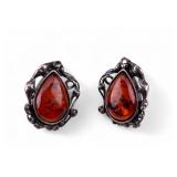 Vintage Sterling Amber Earrings