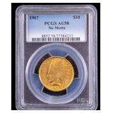 U.S. 1907 Indian Gold Eagle 10 Dollar Coin - AU58