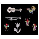 Early Sterling and Coro Brooches