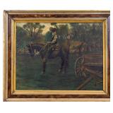 A. Peters Signed Oil on Canvas of Horseman
