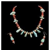 Tibetan Turquoise Necklace and Earring Set
