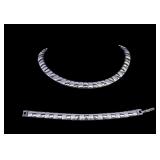 Napier Silver Tone Necklace and Bracelet Set