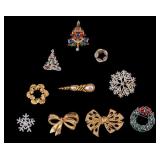 Christmas, Winter Themed Vintage Brooches, more