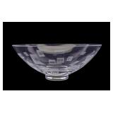 Etched Footed Crystal Bowl
